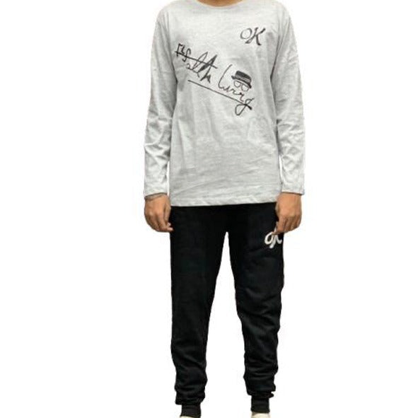Mens Printed Tracksuit Set Soft Fabric Stylish T Shirt and Trouser Comfortable Fashionable Outfit -