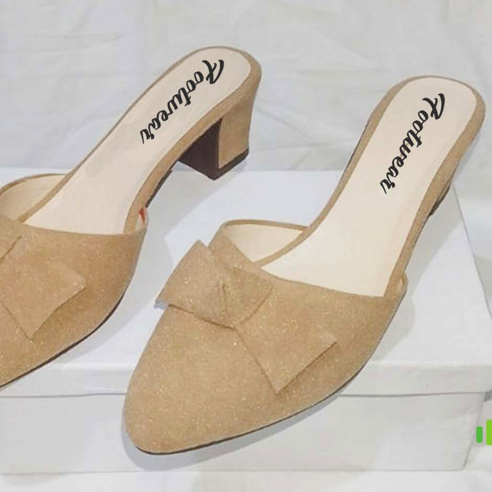 Stylish Heel Pump Shoes for Women with Tie Knot