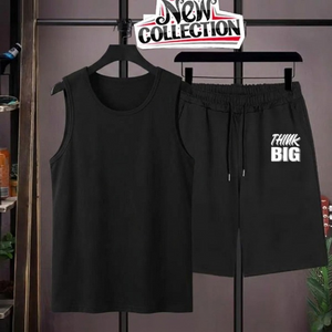 2 PCs TRACKSUIT - Black Summer Printed Tracksuit for Men & Boys | Soft & Comfortable Fabric T-Shirt and Shorts Set | Casual Sportswear, Gym Wear, Outdoor Wear & Daily Wear