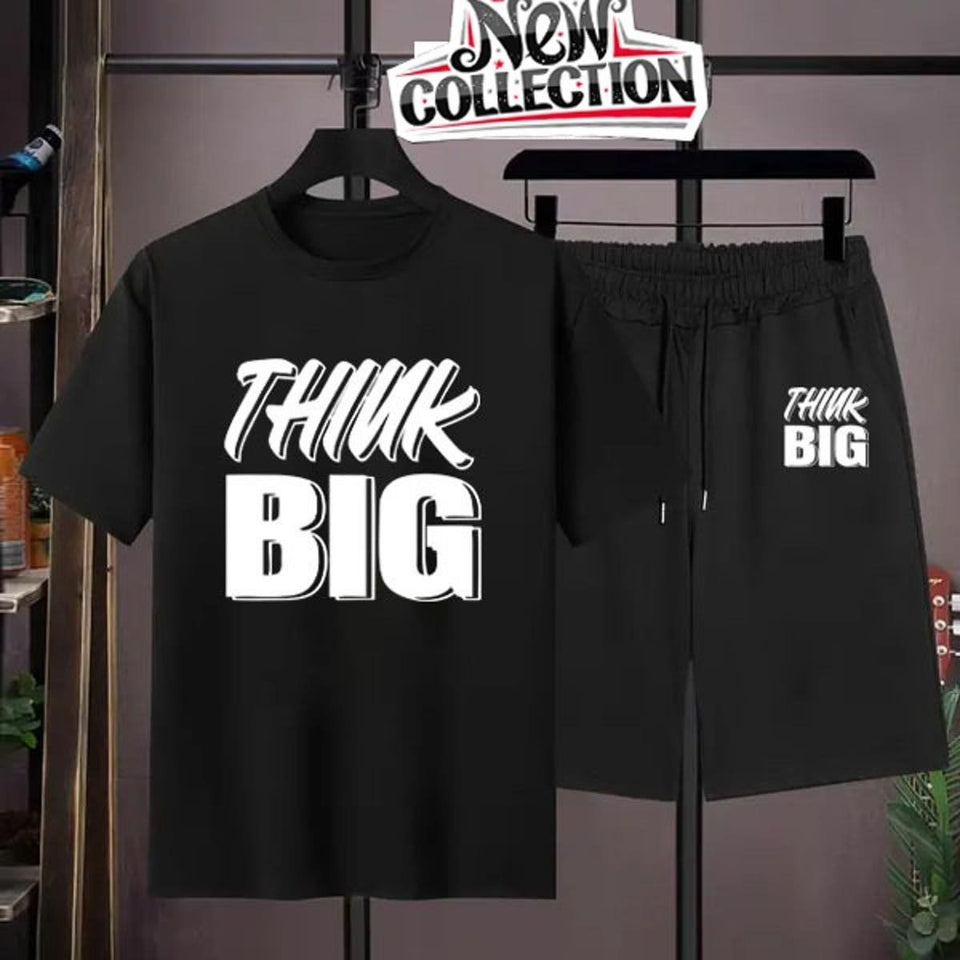 2 PCs TRACKSUIT - Black Summer Printed Tracksuit for Men & Boys | Soft & Comfortable Fabric T-Shirt and Shorts Set | Casual Sportswear, Gym Wear, Outdoor Wear & Daily Wear