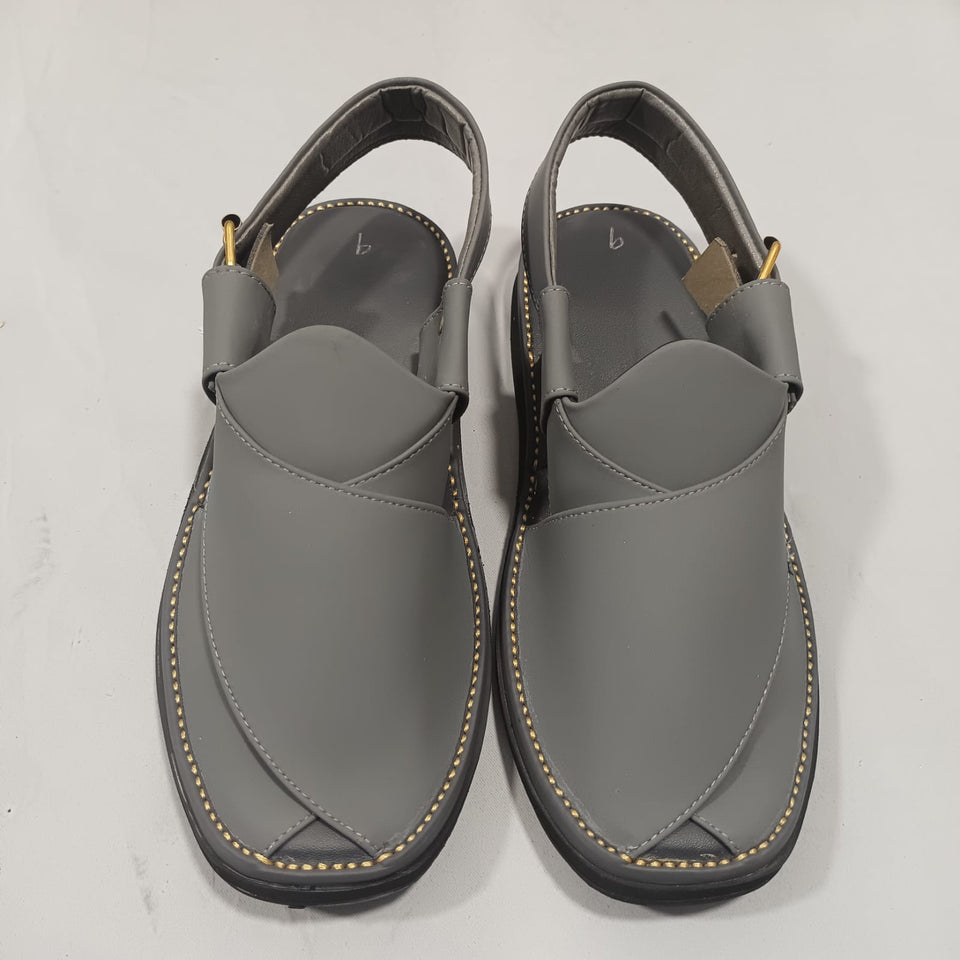Peshawari Chappal Naram Qadam Pro Grey Color Traditional Casual Wear For Men -