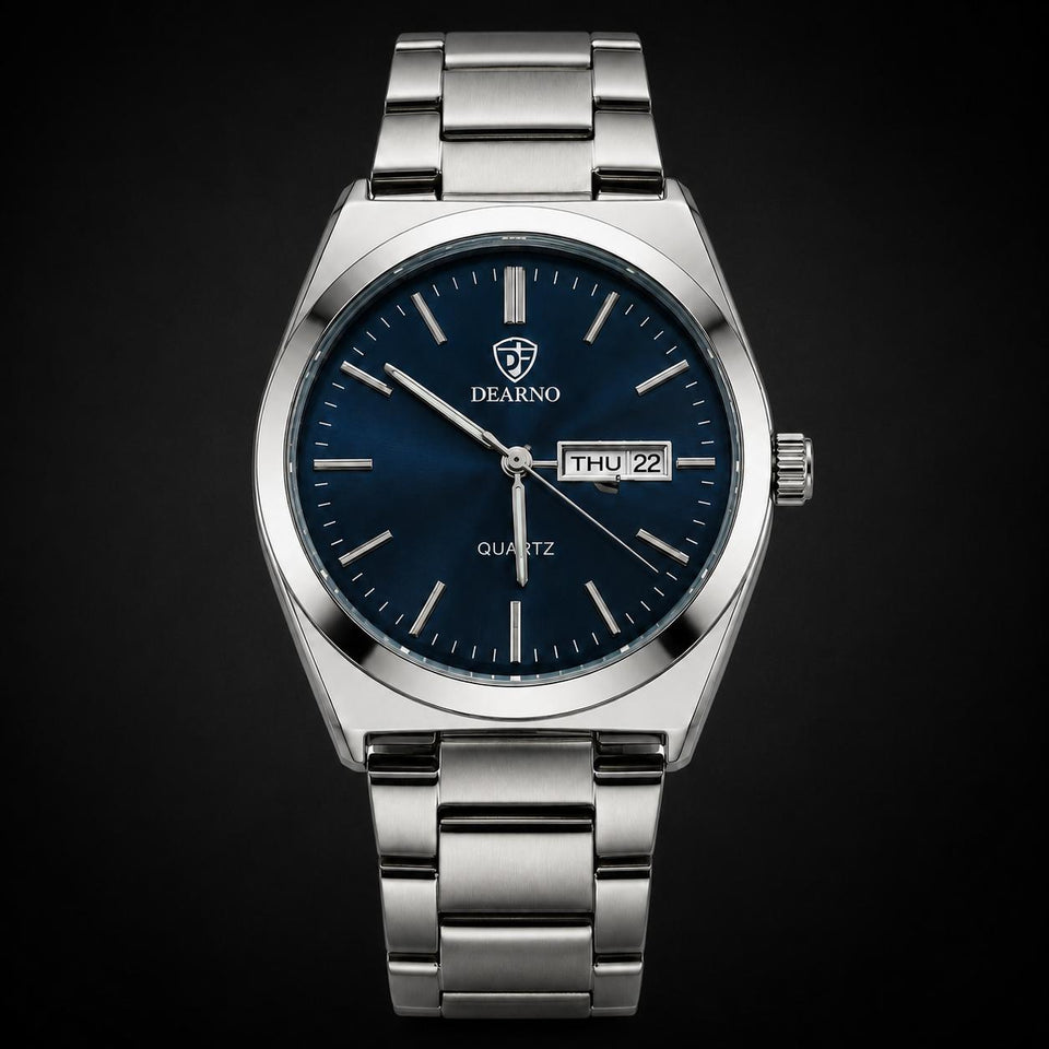 Dearno Premium Quartz Men's Watch Day And Date Display - Timepiece Designed For Wristwear And Daily Timekeeping Routine -